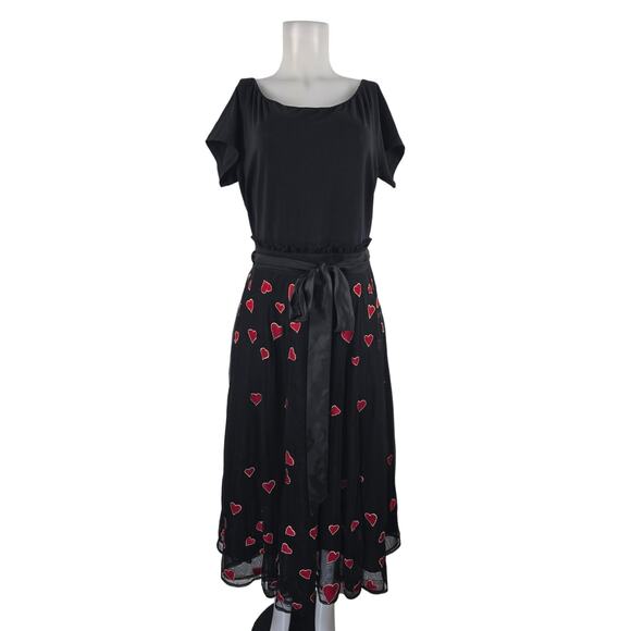 Wayward Fancies Eshakti Black Red Heart Design Women's Dress XL - 18 - Picture 2 of 5